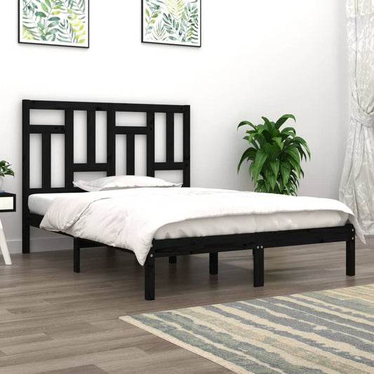 Berkfield Bed Frame Black Solid Wood Pine 140x200 cm