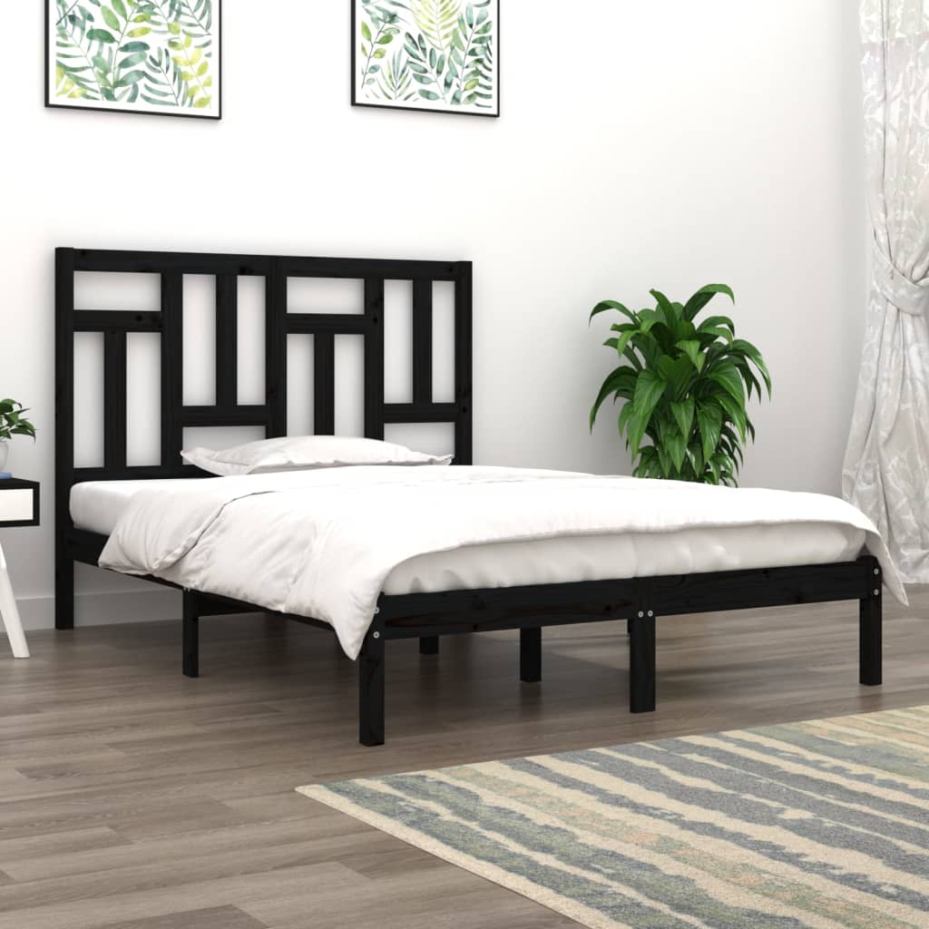 Berkfield Bed Frame Black Solid Wood Pine 160x200 cm