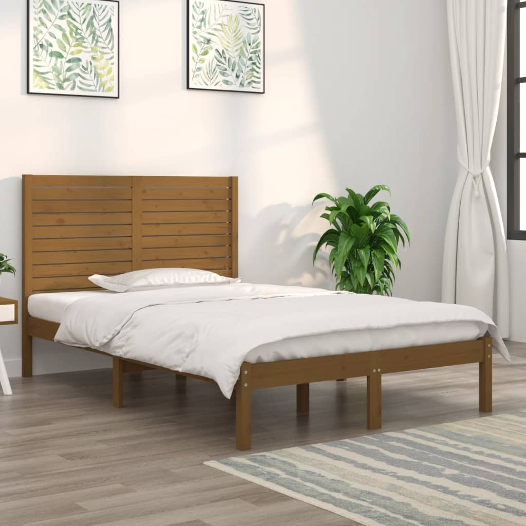 Berkfield Bed Frame Honey Brown Solid Wood 140x190 cm