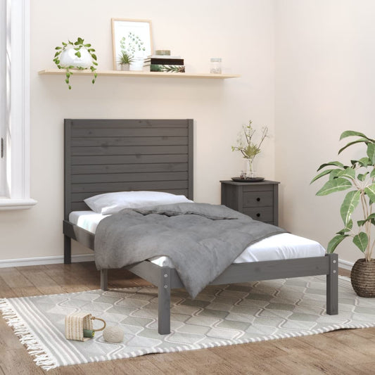 Berkfield Bed Frame Grey Solid Wood 90x200 cm