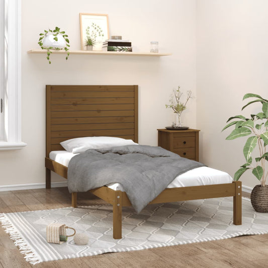 Berkfield Bed Frame Honey Brown Solid Wood 100x200 cm
