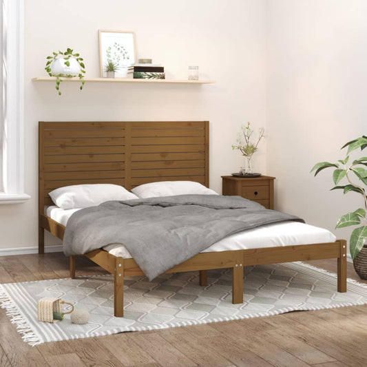 Berkfield Bed Frame Honey Brown Solid Wood 140x200 cm