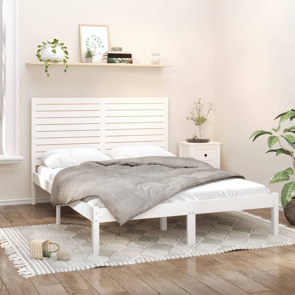 Berkfield Bed Frame White Solid Wood 150x200 cm King Size