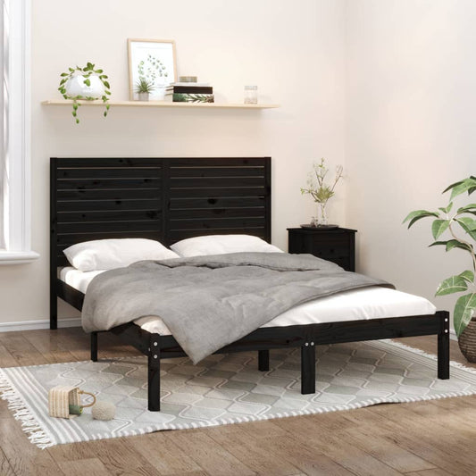 Berkfield Bed Frame Black Solid Wood 150x200 cm King Size
