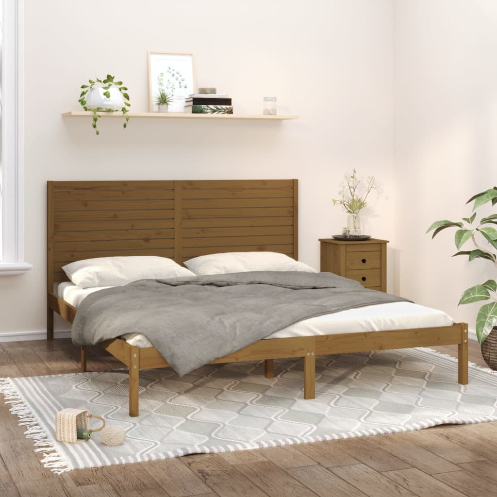 Berkfield Bed Frame Honey Brown Solid Wood 180x200 cm Super King Size