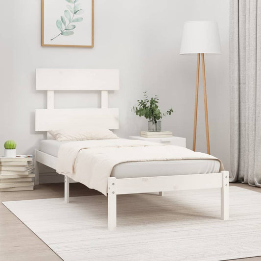 Berkfield Bed Frame White Solid Wood 75x190 cm Small Single