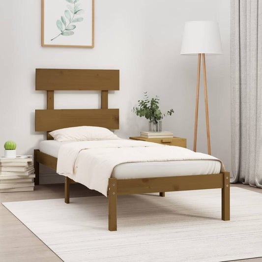 Berkfield Bed Frame Honey Brown Solid Wood 90x190 cm Single