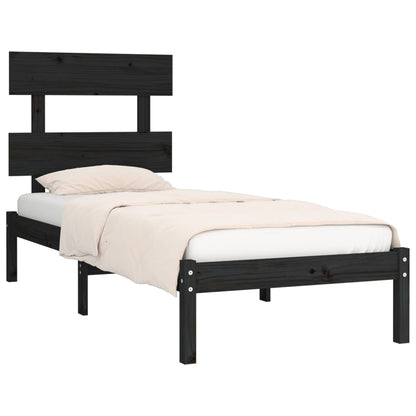 Berkfield Bed Frame Black Solid Wood 90x190 cm Single