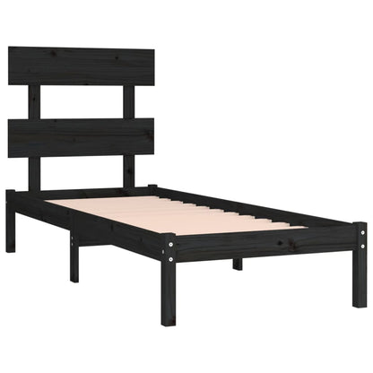 Berkfield Bed Frame Black Solid Wood 90x190 cm Single