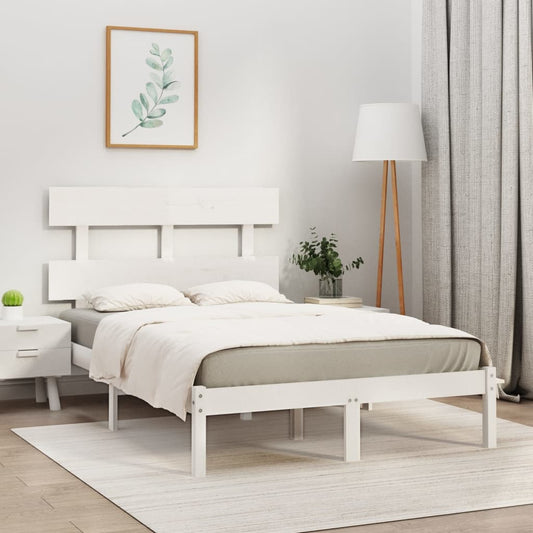 Berkfield Bed Frame White Solid Wood 120x190 cm Small Double