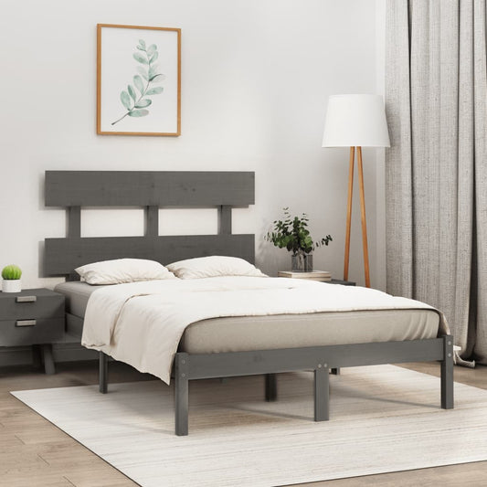 Berkfield Bed Frame Grey Solid Wood 120x190 cm Small Double