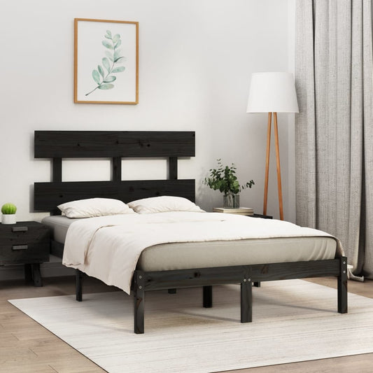 Berkfield Bed Frame Black Solid Wood 140x190 cm