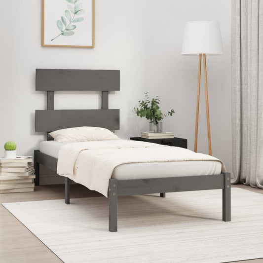 Berkfield Bed Frame Grey Solid Wood 90x200 cm