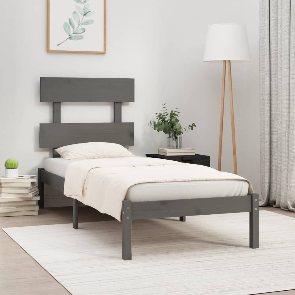 Berkfield Bed Frame Grey Solid Wood 100x200 cm