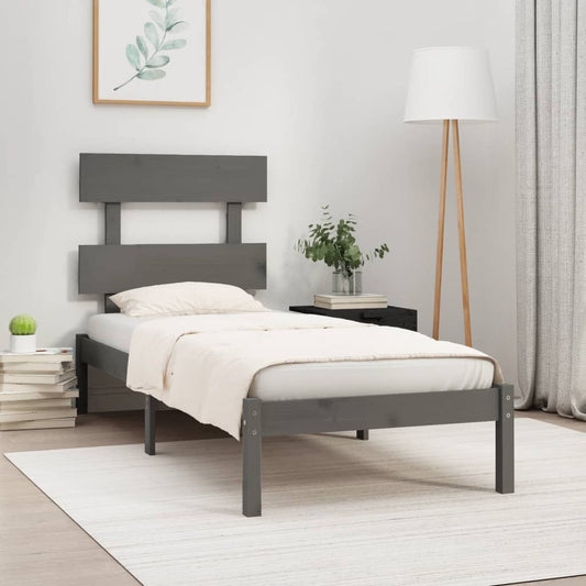 Berkfield Bed Frame Grey Solid Wood 100x200 cm