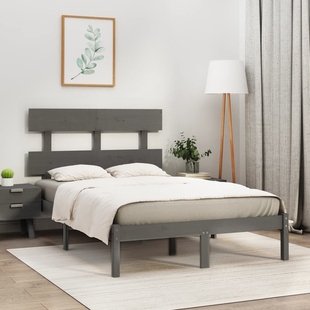 Berkfield Bed Frame Grey Solid Wood 150x200 cm King Size