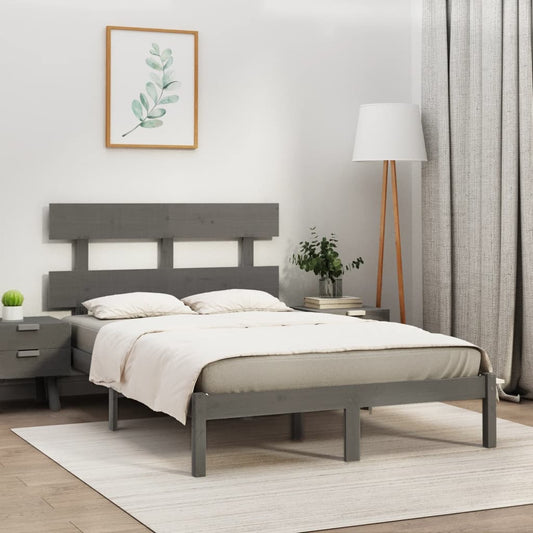 Berkfield Bed Frame Grey Solid Wood 200x200 cm