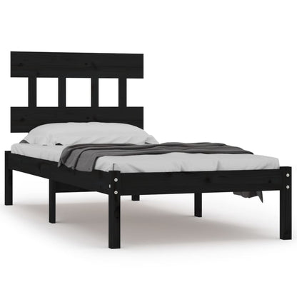 Berkfield Bed Frame Black Solid Wood 90x190 cm Single