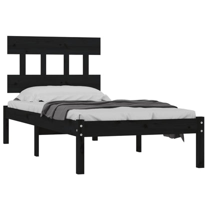 Berkfield Bed Frame Black Solid Wood 90x190 cm Single