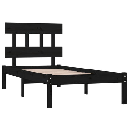 Berkfield Bed Frame Black Solid Wood 90x190 cm Single