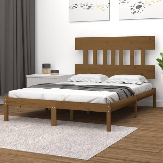 Berkfield Bed Frame Honey Brown Solid Wood 140x190 cm