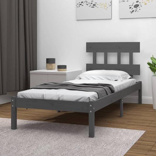 Berkfield Bed Frame Grey Solid Wood 90x200 cm