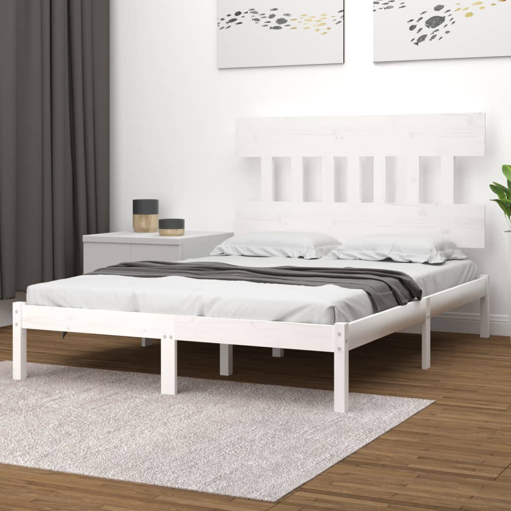 Berkfield Bed Frame White Solid Wood 120x200 cm