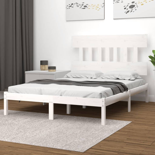 Berkfield Bed Frame White Solid Wood 200x200 cm
