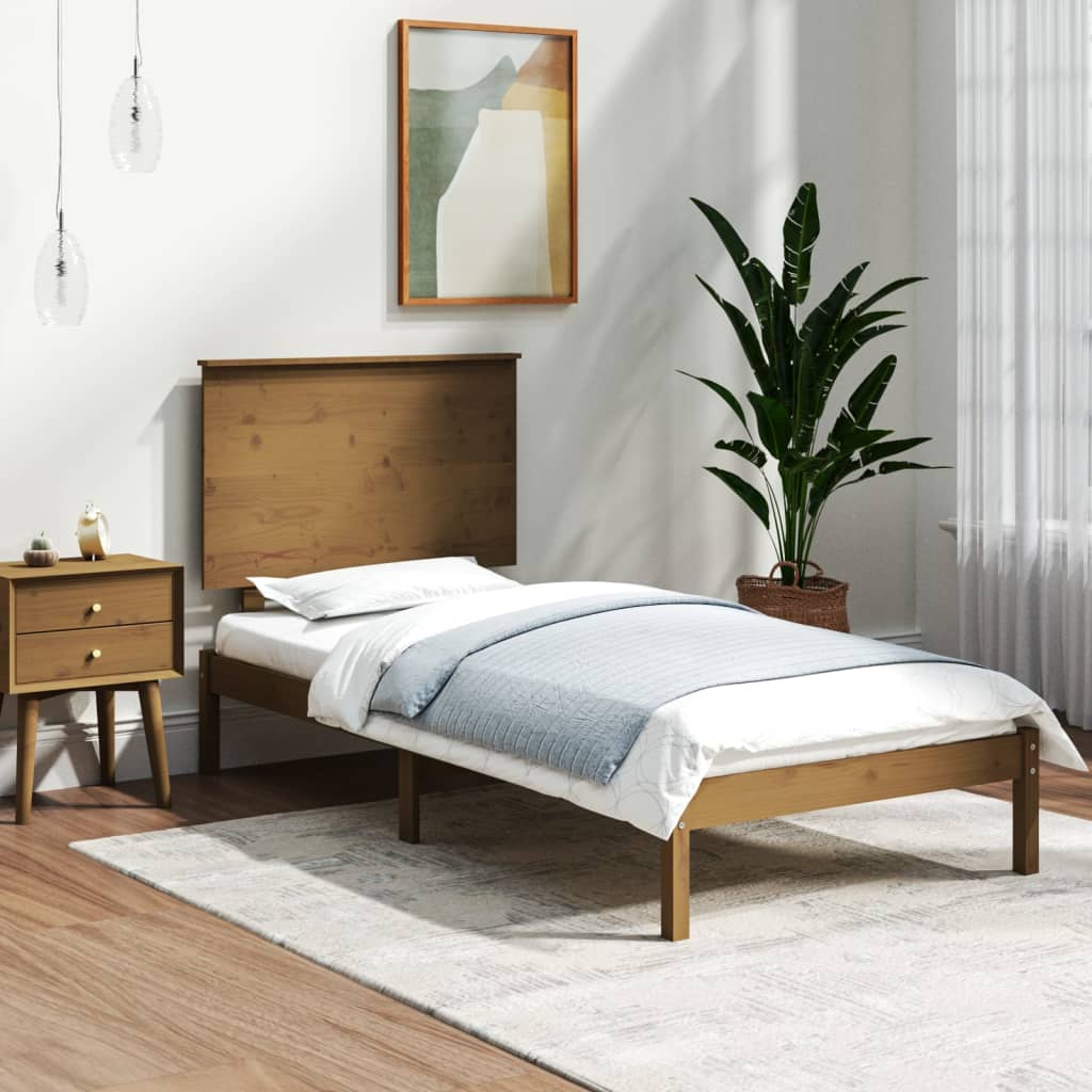 Berkfield Bed Frame Honey Brown Solid Wood 75x190 cm Small Single