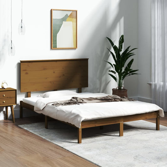 Berkfield Bed Frame Honey Brown Solid Wood 120x190 cm Small Double