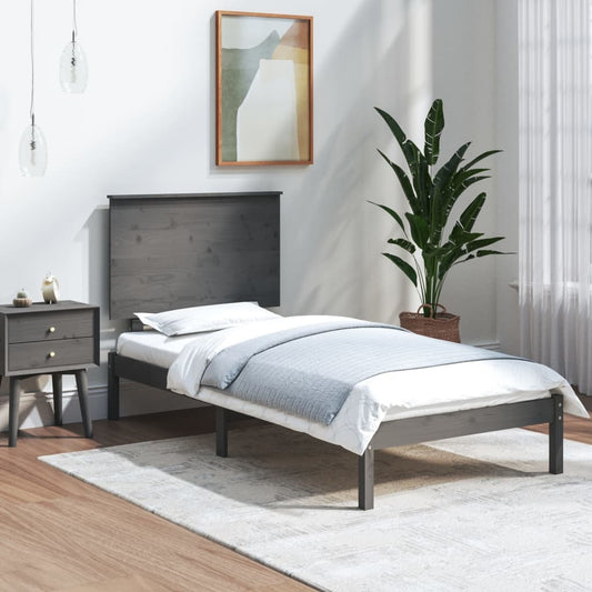 Berkfield Bed Frame Grey Solid Wood Pine 90x200 cm