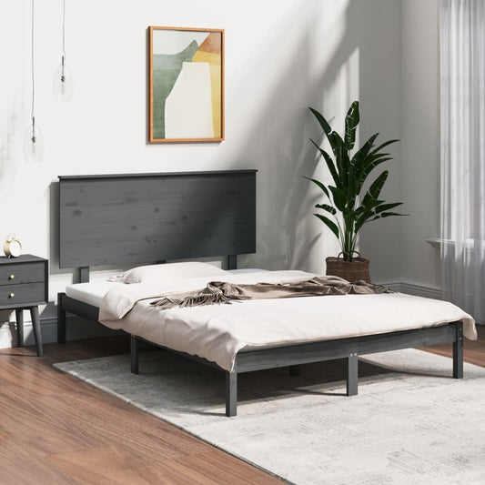 Berkfield Bed Frame Grey Solid Wood Pine 120x200 cm