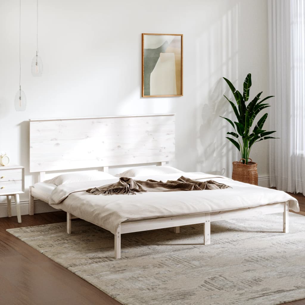 Berkfield Bed Frame White Solid Wood 150x200 cm King Size