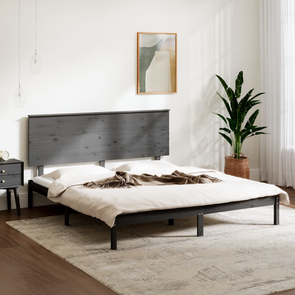 Berkfield Bed Frame Grey Solid Wood Pine 160x200 cm
