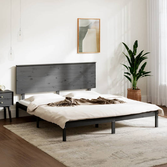 Berkfield Bed Frame Grey Solid Wood Pine 200x200 cm