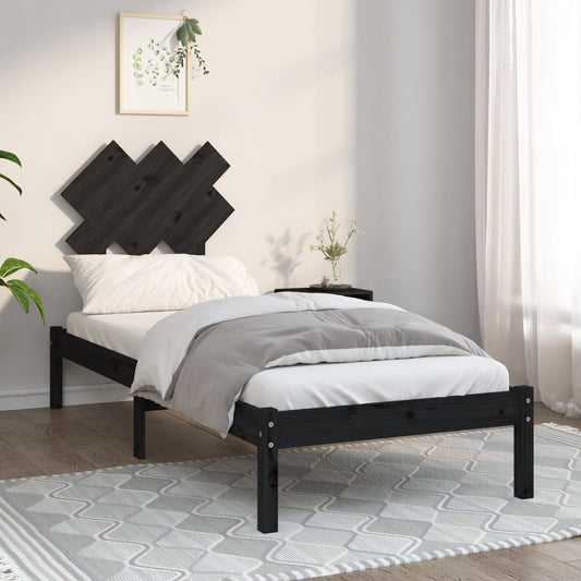 Berkfield Bed Frame Black 75x190 cm Small Single Solid Wood