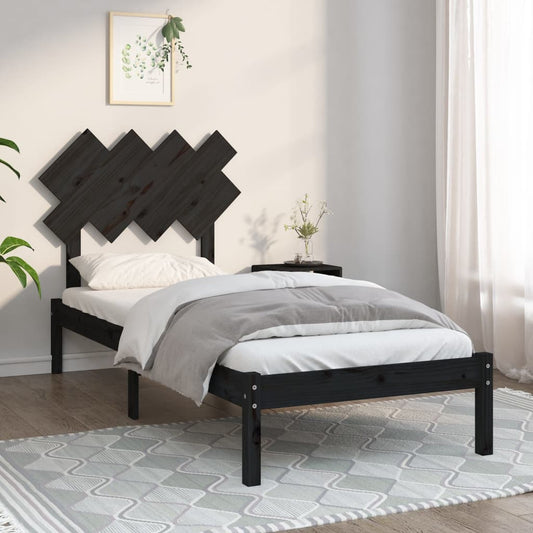 Berkfield Bed Frame Black 90x190 cm Single Solid Wood