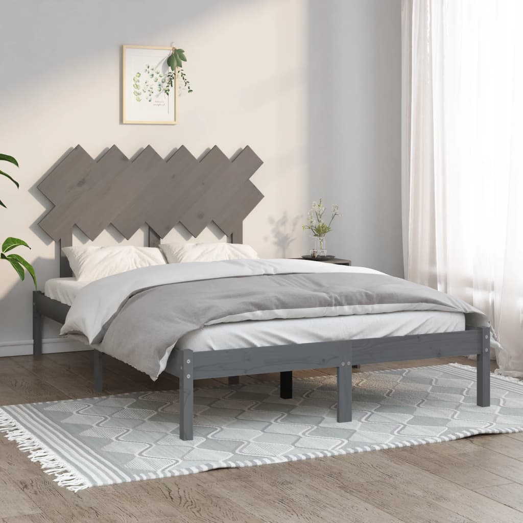 Berkfield Bed Frame Grey 120x190 cm Small Double Solid Wood