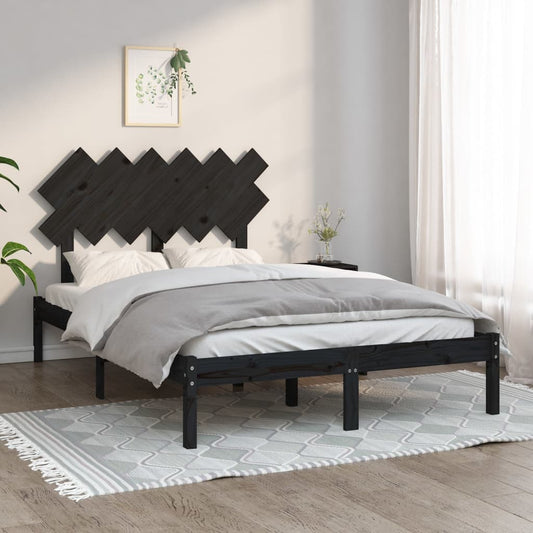 Berkfield Bed Frame Black 120x190 cm Small Double Solid Wood