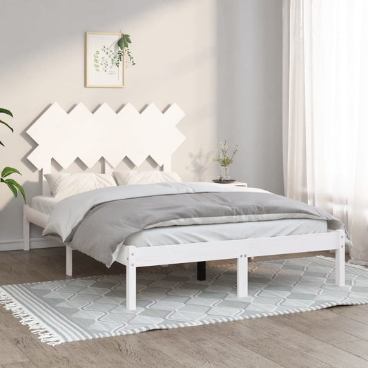 Berkfield Bed Frame White 135x190 cm Double Solid Wood