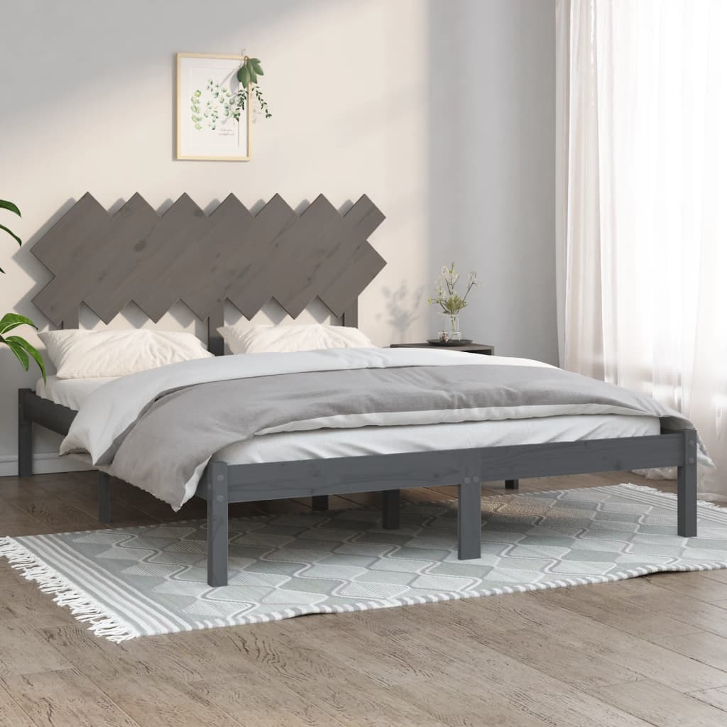 Berkfield Bed Frame Grey 140x190 cm Solid Wood
