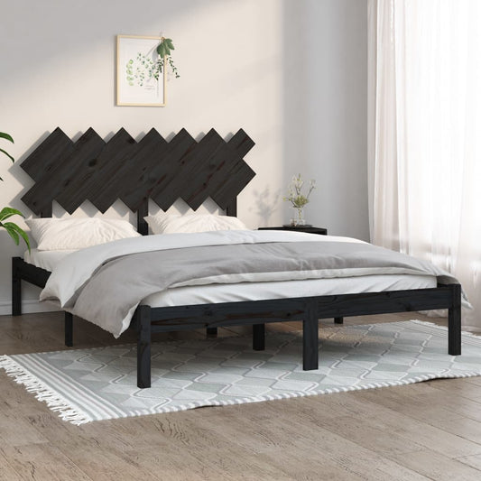 Berkfield Bed Frame Black 140x190 cm Solid Wood
