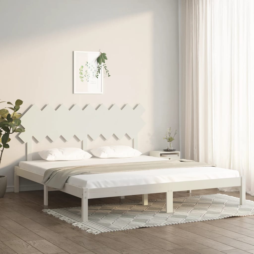 Berkfield Bed Frame White 180x200 cm Super King Size Solid Wood