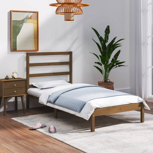 Berkfield Bed Frame Honey Brown Solid Wood 90x190 cm Single