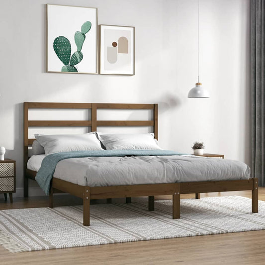 Berkfield Bed Frame Honey Brown Solid Wood Pine 140x190 cm