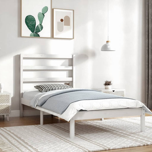 Berkfield Bed Frame White Solid Wood Pine 100x200 cm
