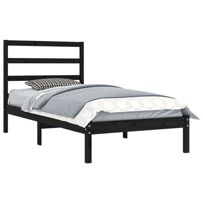 Berkfield Bed Frame Black Solid Wood Pine 100x200 cm