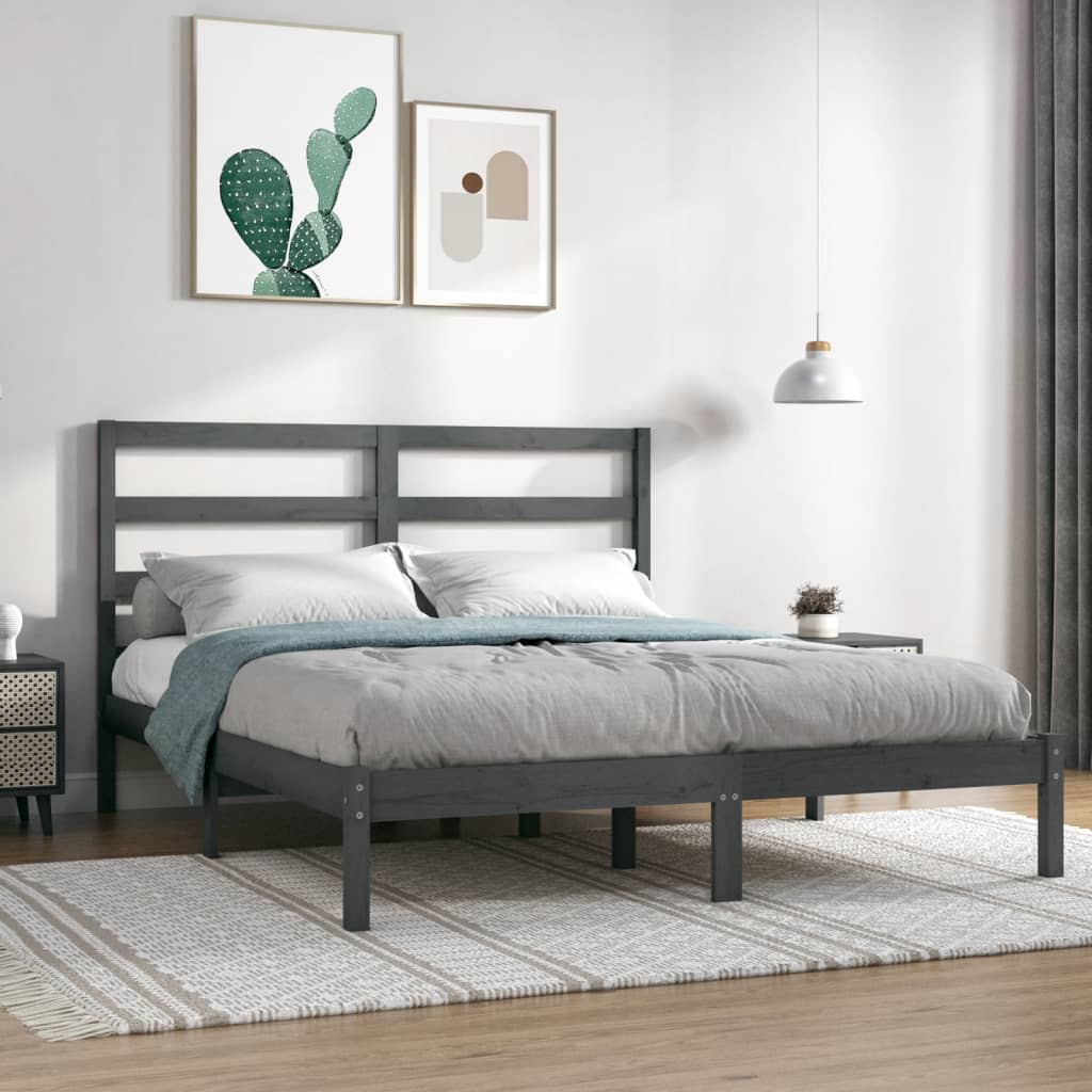 Berkfield Bed Frame Grey Solid Wood Pine 120x200 cm