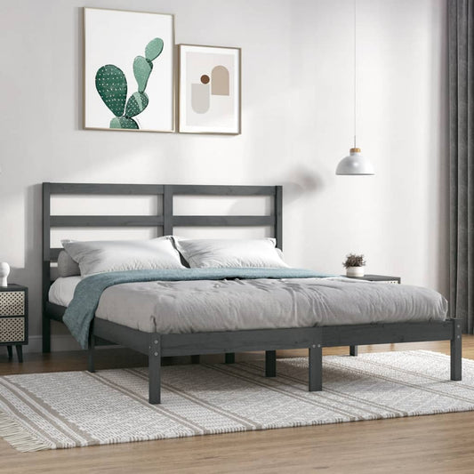 Berkfield Bed Frame Grey Solid Wood Pine 120x200 cm