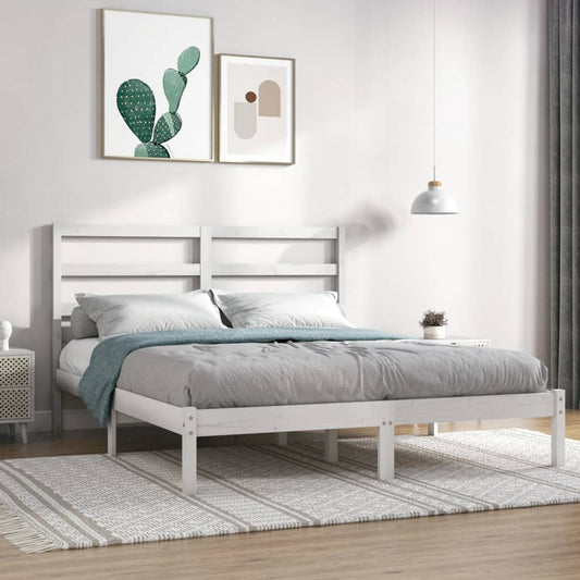 Berkfield Bed Frame White Solid Wood 150x200 cm King Size